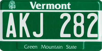 VT license plate AKJ282