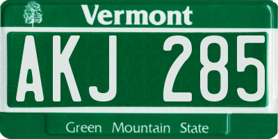VT license plate AKJ285