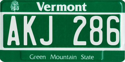 VT license plate AKJ286