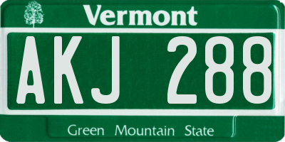 VT license plate AKJ288