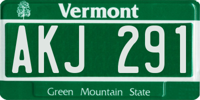 VT license plate AKJ291