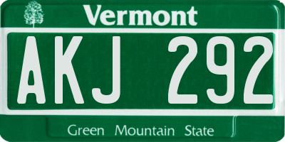 VT license plate AKJ292