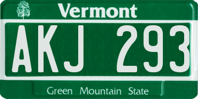 VT license plate AKJ293