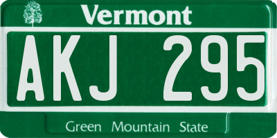 VT license plate AKJ295