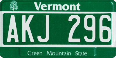 VT license plate AKJ296