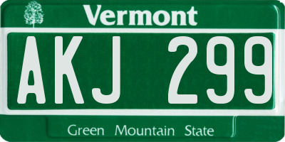 VT license plate AKJ299