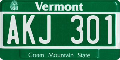 VT license plate AKJ301