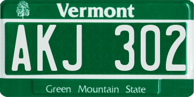 VT license plate AKJ302