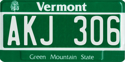 VT license plate AKJ306