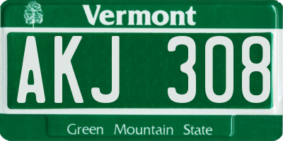VT license plate AKJ308