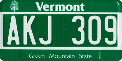 VT license plate AKJ309
