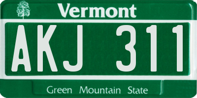 VT license plate AKJ311