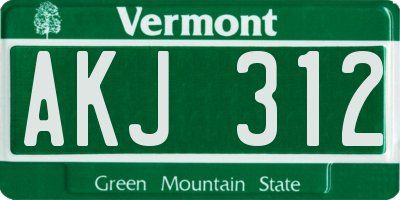 VT license plate AKJ312