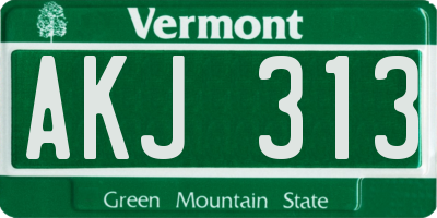 VT license plate AKJ313