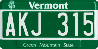 VT license plate AKJ315