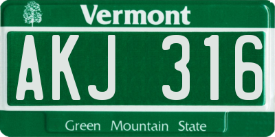 VT license plate AKJ316