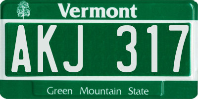 VT license plate AKJ317