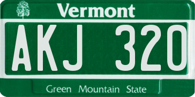 VT license plate AKJ320