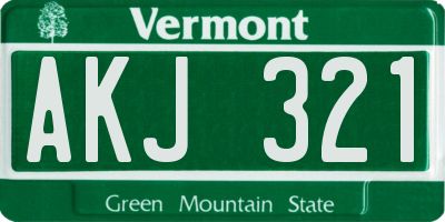 VT license plate AKJ321