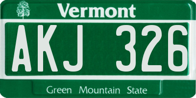 VT license plate AKJ326