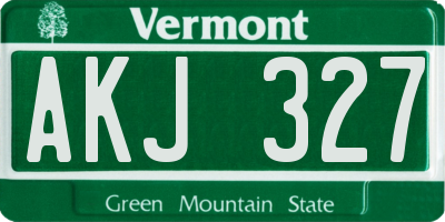 VT license plate AKJ327