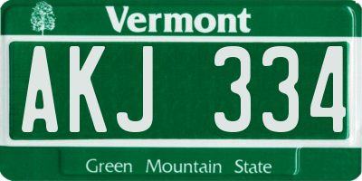 VT license plate AKJ334