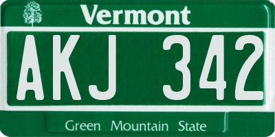 VT license plate AKJ342