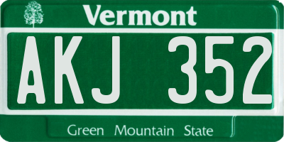 VT license plate AKJ352
