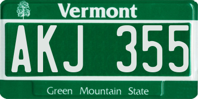VT license plate AKJ355