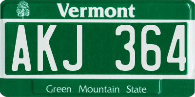 VT license plate AKJ364
