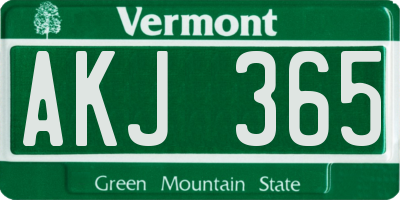 VT license plate AKJ365