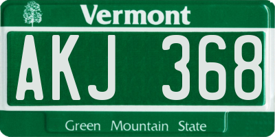 VT license plate AKJ368