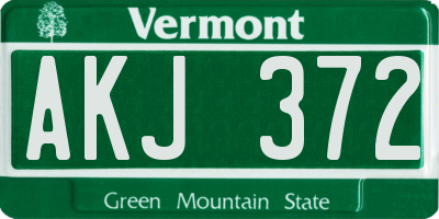 VT license plate AKJ372