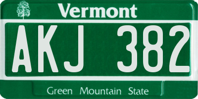 VT license plate AKJ382