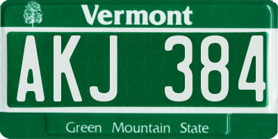VT license plate AKJ384