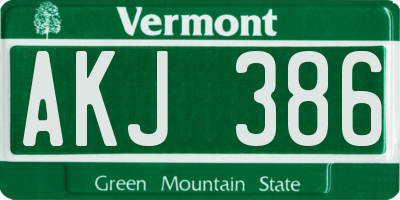 VT license plate AKJ386