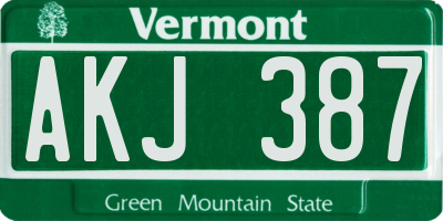 VT license plate AKJ387