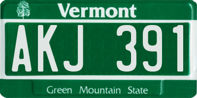 VT license plate AKJ391