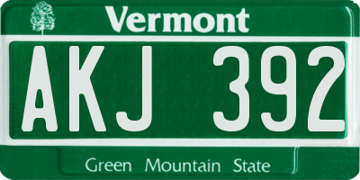 VT license plate AKJ392