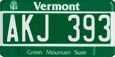 VT license plate AKJ393