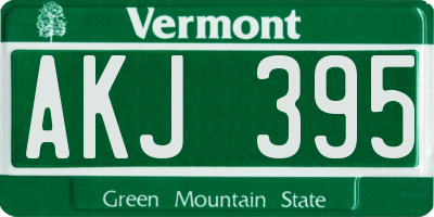VT license plate AKJ395