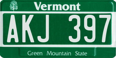 VT license plate AKJ397