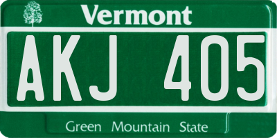 VT license plate AKJ405
