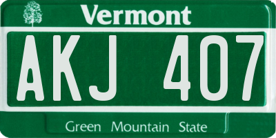VT license plate AKJ407