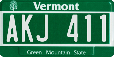VT license plate AKJ411