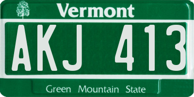 VT license plate AKJ413