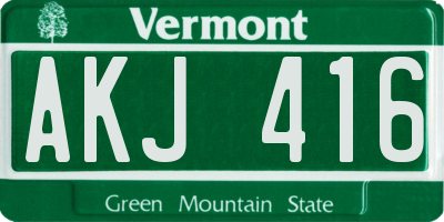 VT license plate AKJ416