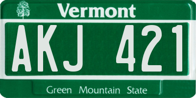 VT license plate AKJ421