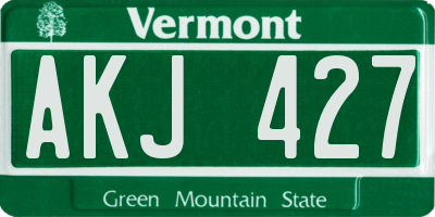VT license plate AKJ427
