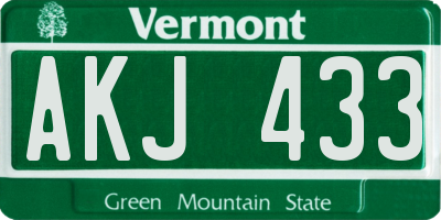VT license plate AKJ433